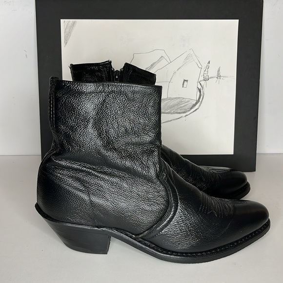 Abilene Sage Western Black Dress Boots Round Toe Zipper Side Men’s US 7.5 D - Picture 4 of 14